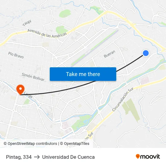 Pintag, 334 to Universidad De Cuenca map