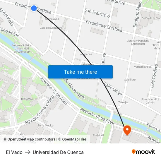 El Vado to Universidad De Cuenca map