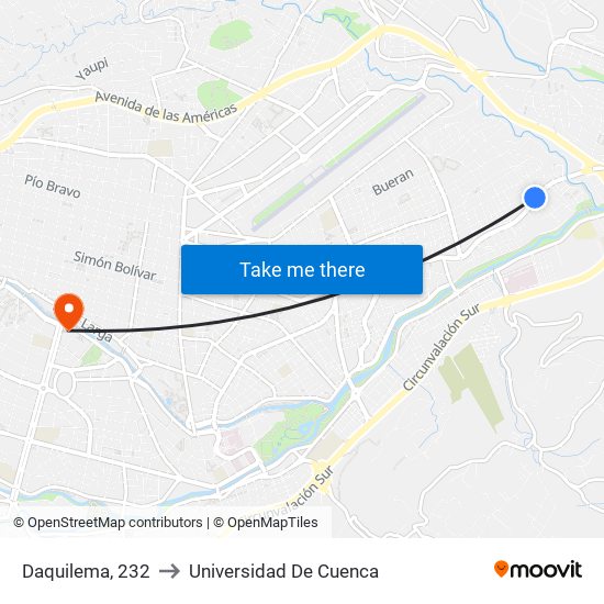 Daquilema, 232 to Universidad De Cuenca map