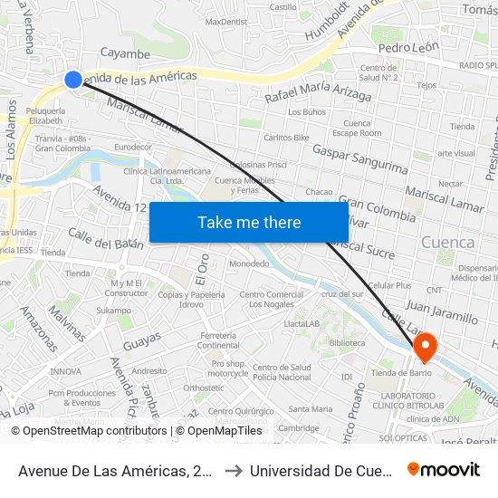 Avenue De Las Américas, 205y to Universidad De Cuenca map