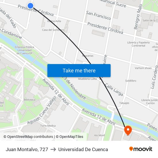 Juan Montalvo, 727 to Universidad De Cuenca map
