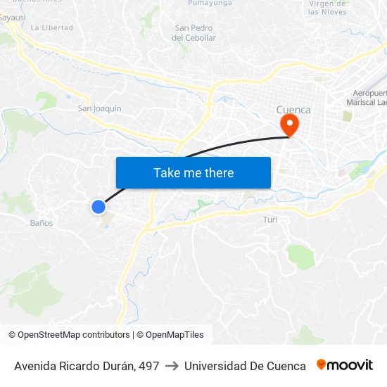 Avenida Ricardo Durán, 497 to Universidad De Cuenca map