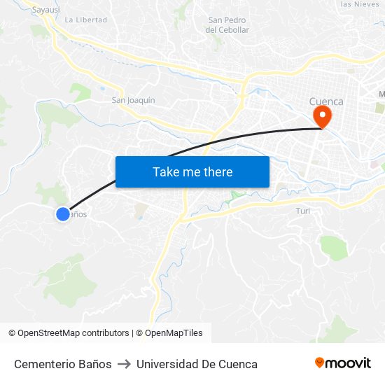 Cementerio Baños to Universidad De Cuenca map