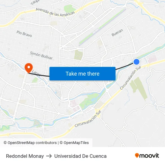 Redondel Monay to Universidad De Cuenca map