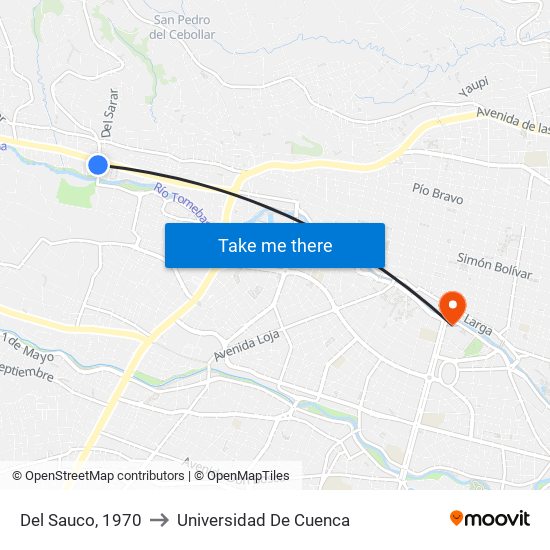 Del Sauco, 1970 to Universidad De Cuenca map