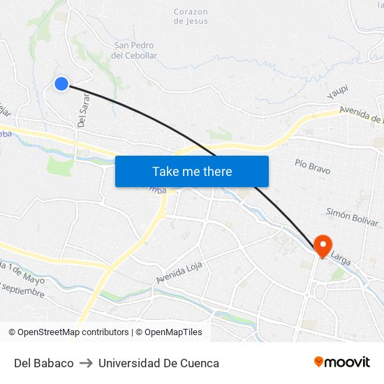 Del Babaco to Universidad De Cuenca map