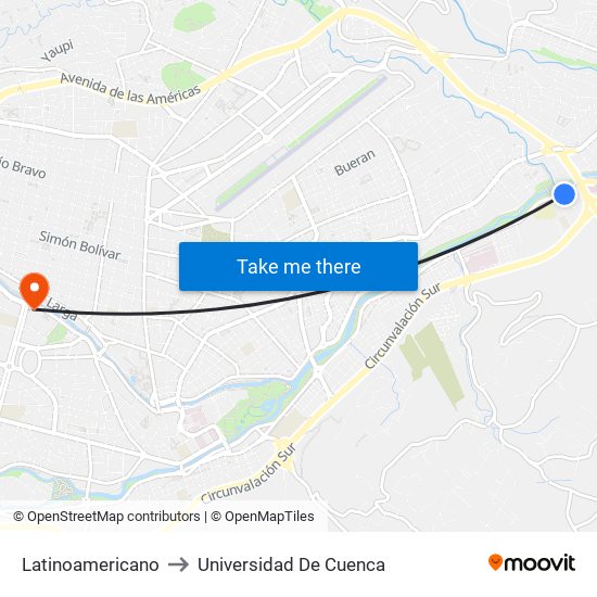 Latinoamericano to Universidad De Cuenca map
