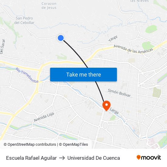 Escuela Rafael Aguilar to Universidad De Cuenca map