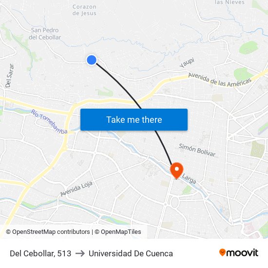 Del Cebollar, 513 to Universidad De Cuenca map