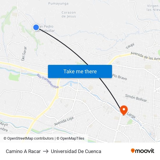 Camino A Racar to Universidad De Cuenca map