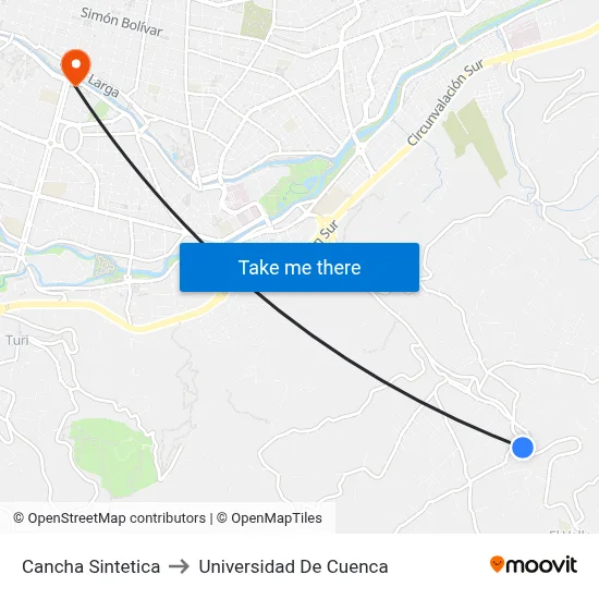 Cancha Sintetica to Universidad De Cuenca map