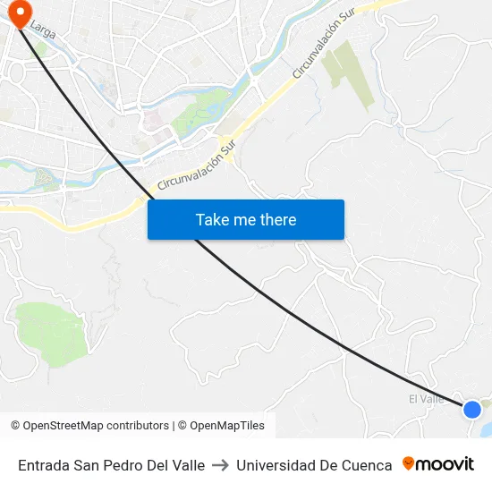 Entrada San Pedro Del Valle to Universidad De Cuenca map