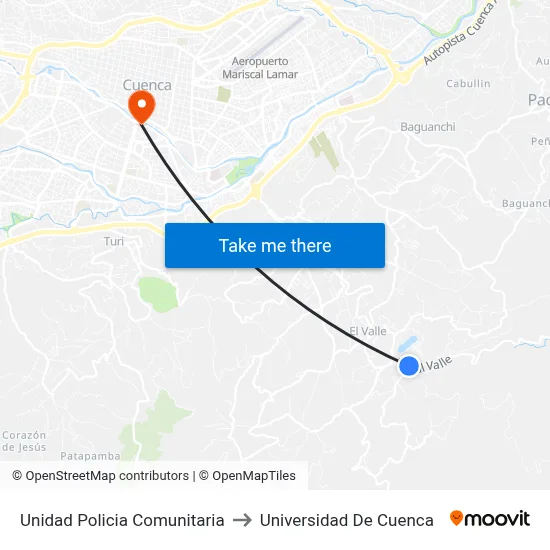 Unidad Policia Comunitaria to Universidad De Cuenca map