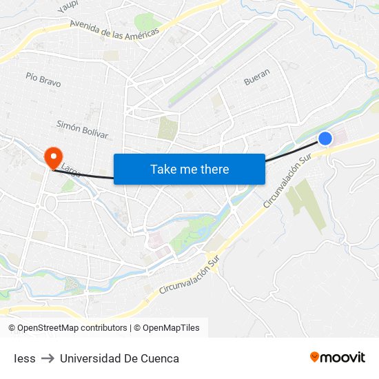 Iess to Universidad De Cuenca map