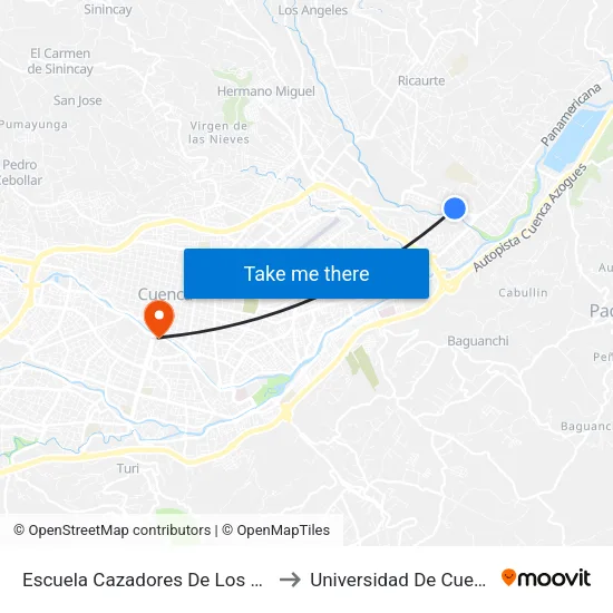 Escuela Cazadores De Los Rios to Universidad De Cuenca map