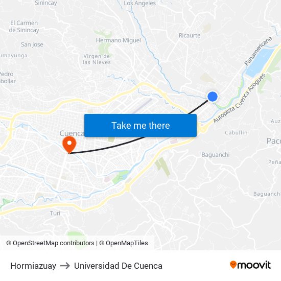 Hormiazuay to Universidad De Cuenca map