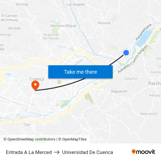 Entrada A La Merced to Universidad De Cuenca map