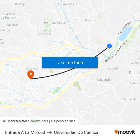 Entrada A La Merced to Universidad De Cuenca map