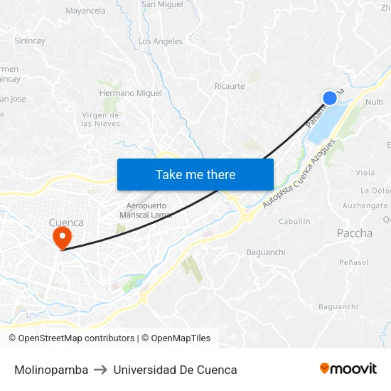 Molinopamba to Universidad De Cuenca map