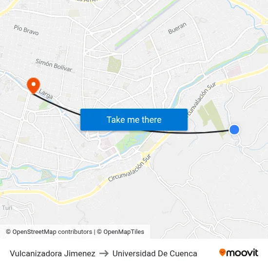 Vulcanizadora Jimenez to Universidad De Cuenca map