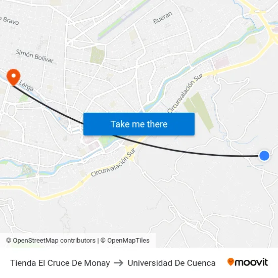 Tienda El Cruce De Monay to Universidad De Cuenca map