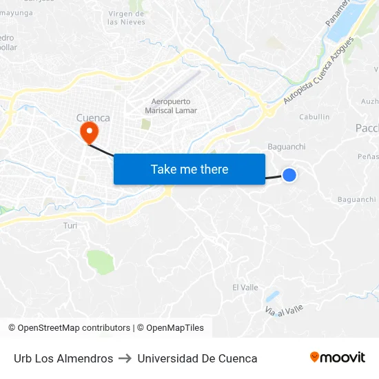 Urb Los Almendros to Universidad De Cuenca map