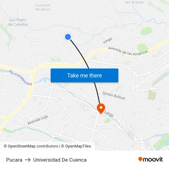 Pucara to Universidad De Cuenca map