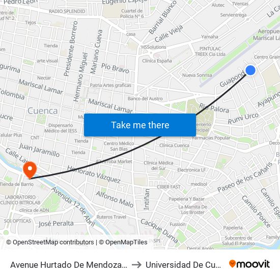 Avenue Hurtado De Mendoza, 917 to Universidad De Cuenca map