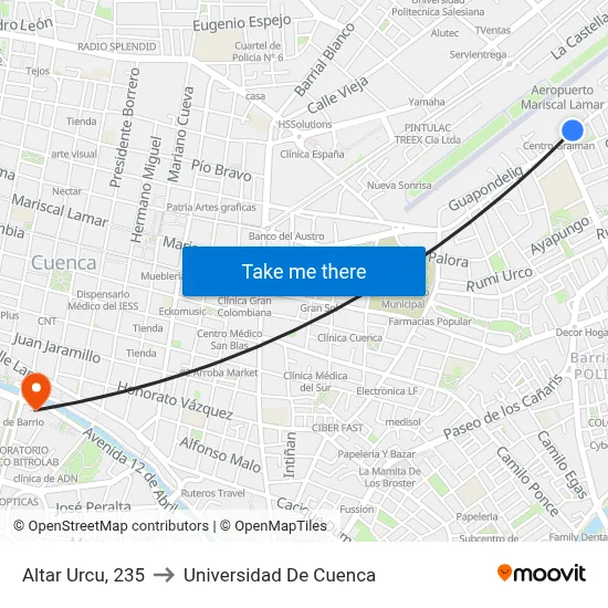 Altar Urcu, 235 to Universidad De Cuenca map