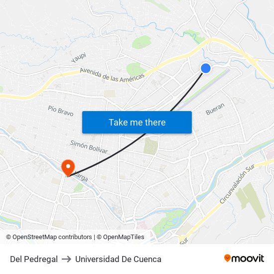 Del Pedregal to Universidad De Cuenca map
