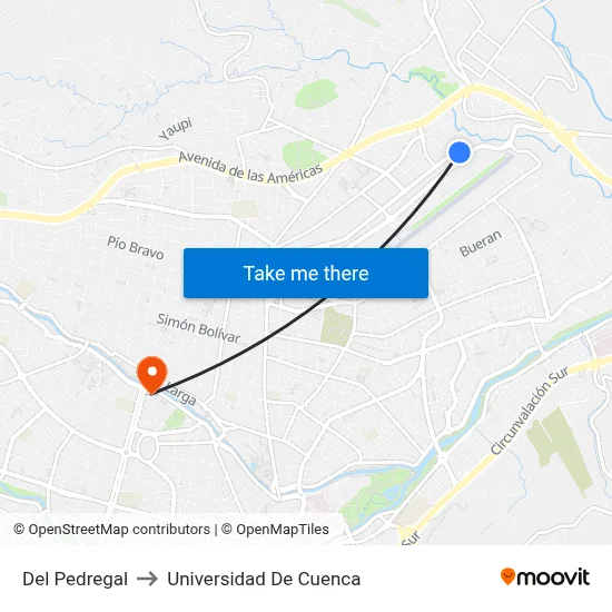 Del Pedregal to Universidad De Cuenca map