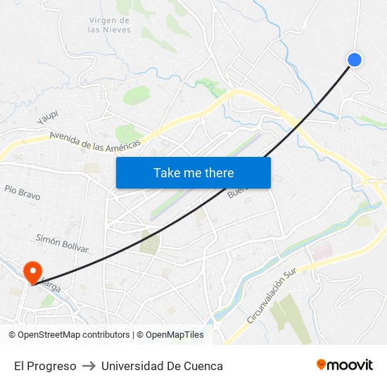 El Progreso to Universidad De Cuenca map