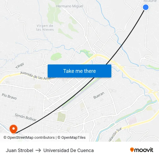 Juan Strobel to Universidad De Cuenca map