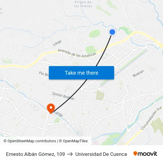 Ernesto Albán Gómez, 109 to Universidad De Cuenca map