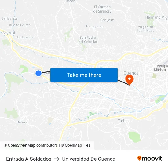 Entrada A Soldados to Universidad De Cuenca map