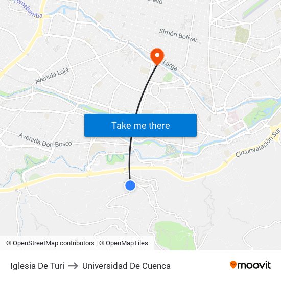 Iglesia De Turi to Universidad De Cuenca map