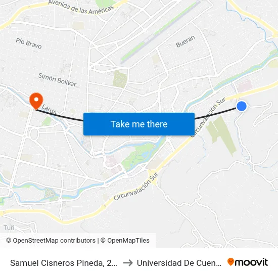 Samuel Cisneros Pineda, 259 to Universidad De Cuenca map