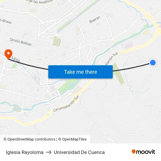 Iglesia Rayoloma to Universidad De Cuenca map