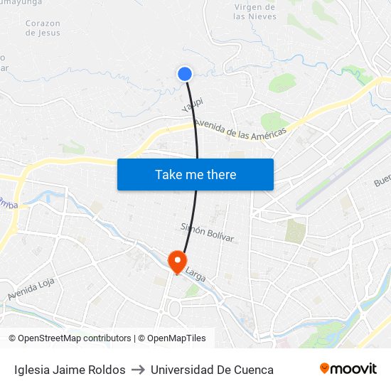 Iglesia Jaime Roldos to Universidad De Cuenca map
