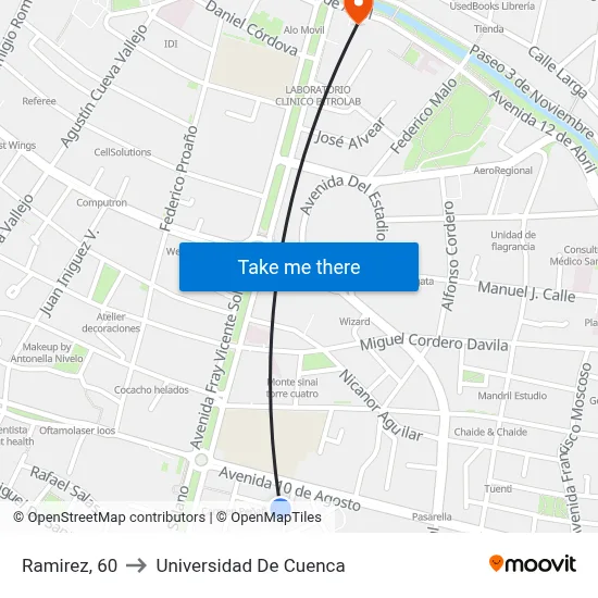 Ramirez, 60 to Universidad De Cuenca map