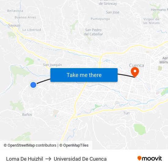 Loma De Huizhil to Universidad De Cuenca map