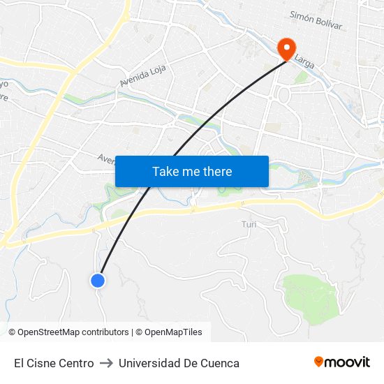 El Cisne Centro to Universidad De Cuenca map