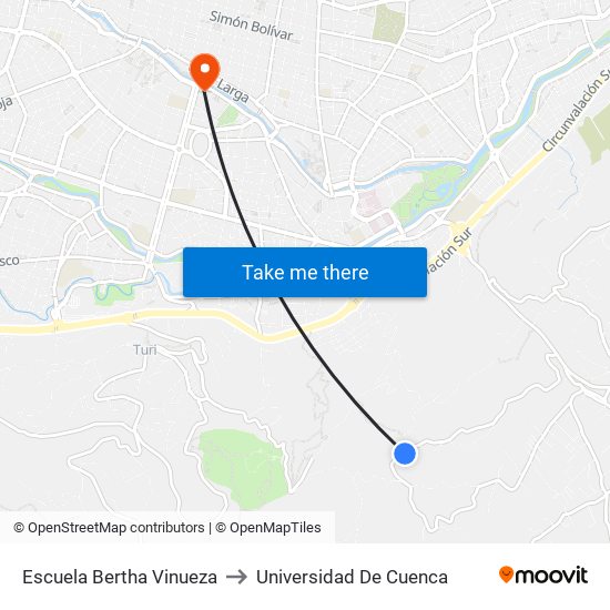 Escuela Bertha Vinueza to Universidad De Cuenca map
