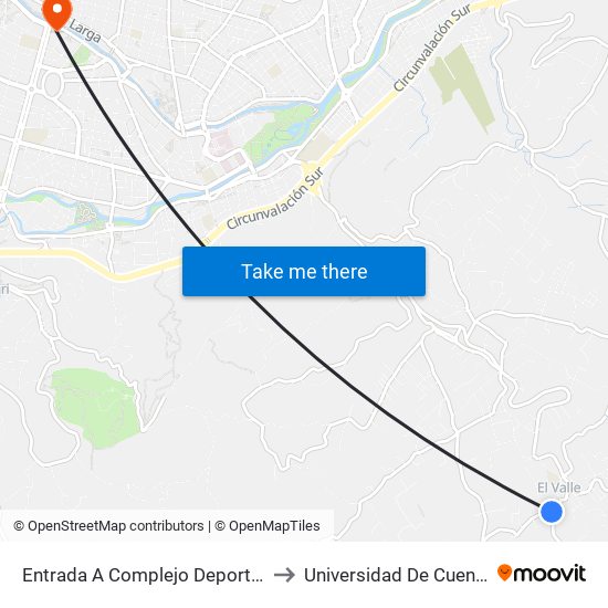 Entrada A Complejo Deportivo to Universidad De Cuenca map