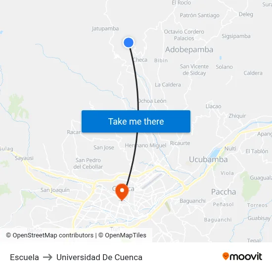 Escuela to Universidad De Cuenca map