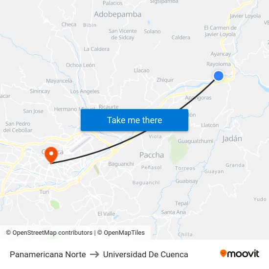 Panamericana Norte to Universidad De Cuenca map