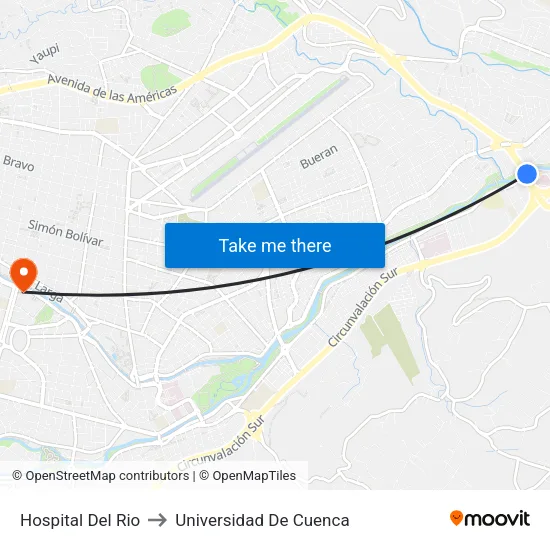 Hospital Del Rio to Universidad De Cuenca map