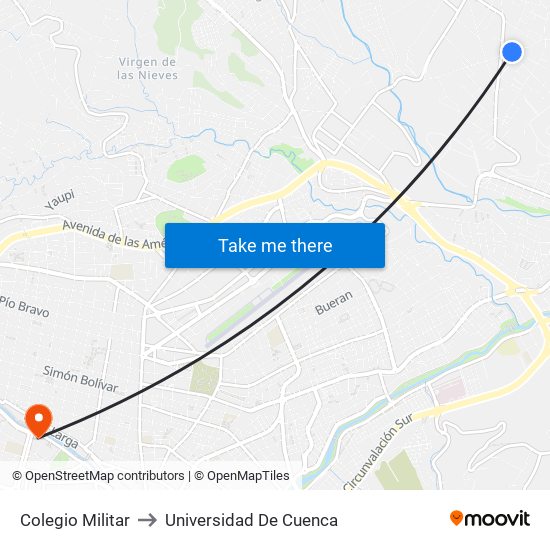 Colegio Militar to Universidad De Cuenca map