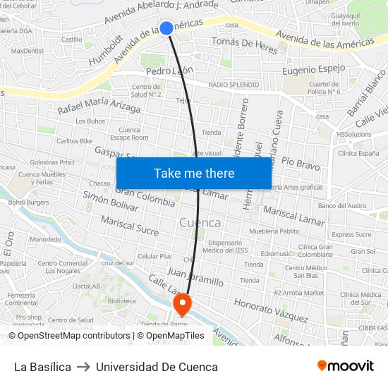 La Basílica to Universidad De Cuenca map