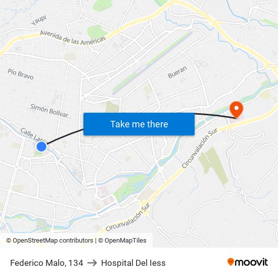 Federico Malo, 134 to Hospital Del Iess map